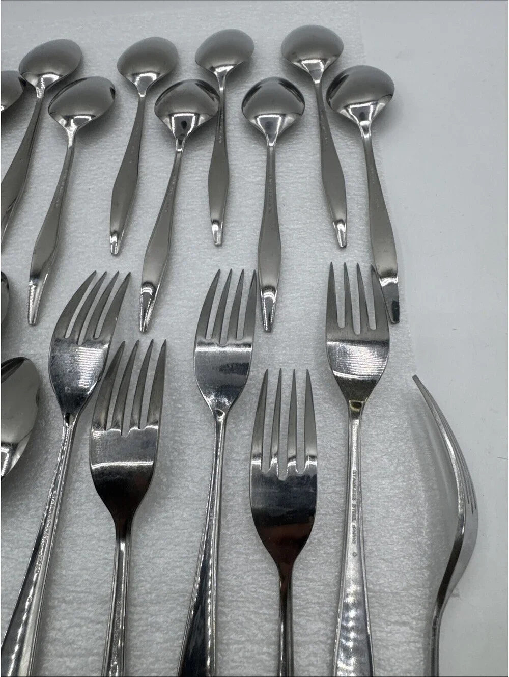 Vintage MCM 30pc Spritely Rose Stainless Steel Flatware Creative Manor M Japan